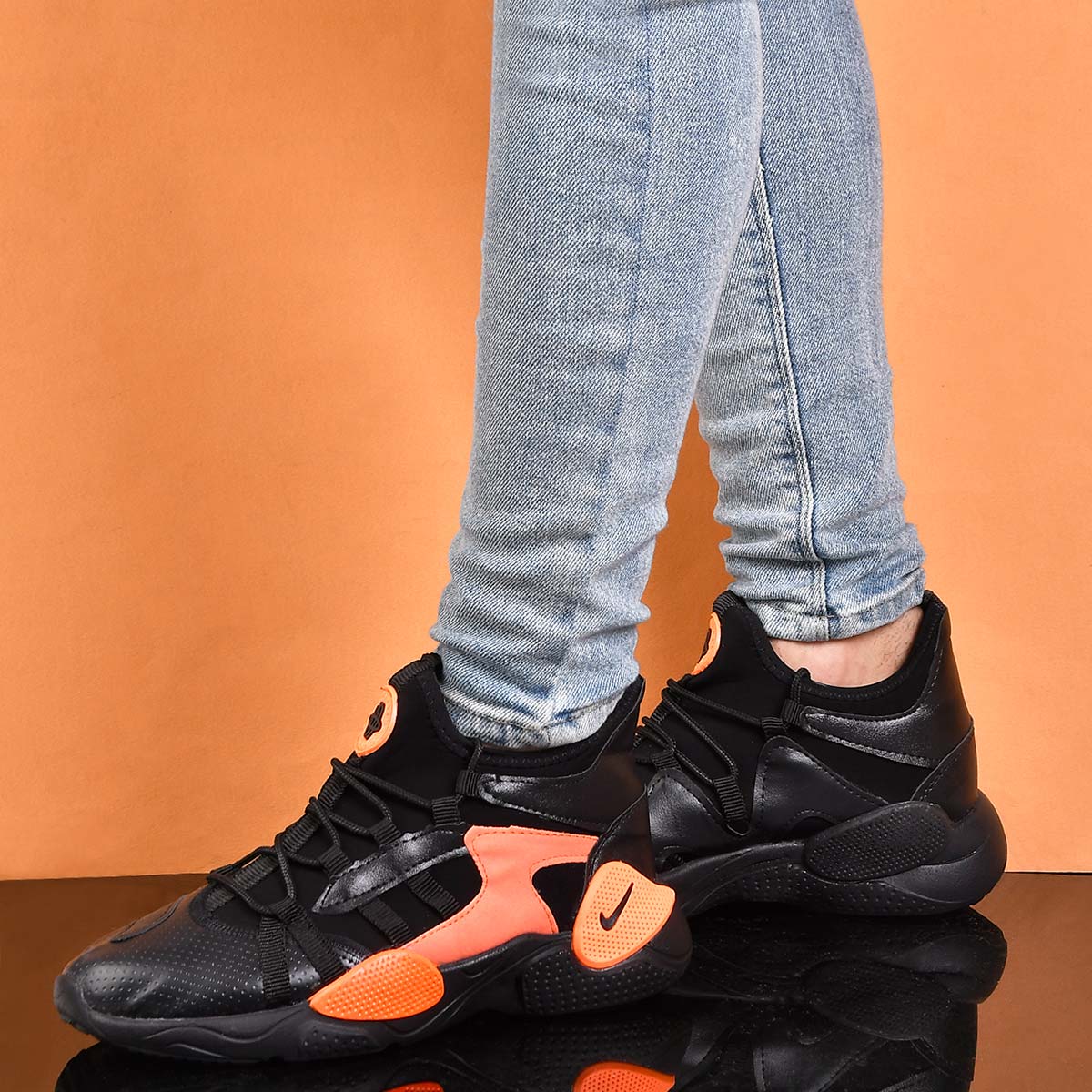 کفش مردانه هوراچی ساقدار مدل zal رنگ مشکی نارنجی