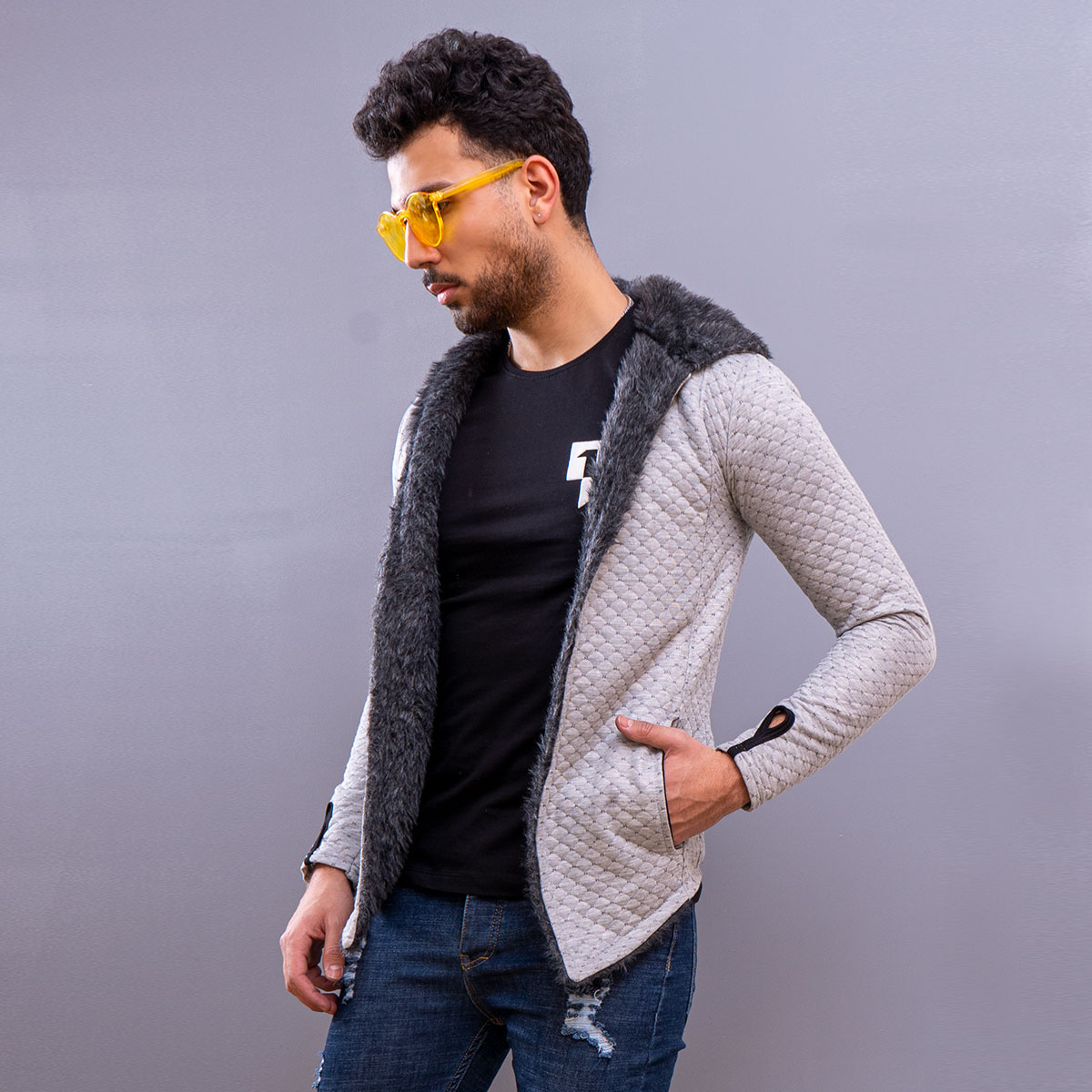 هودی مردانه مدل arad رنگ طوسی