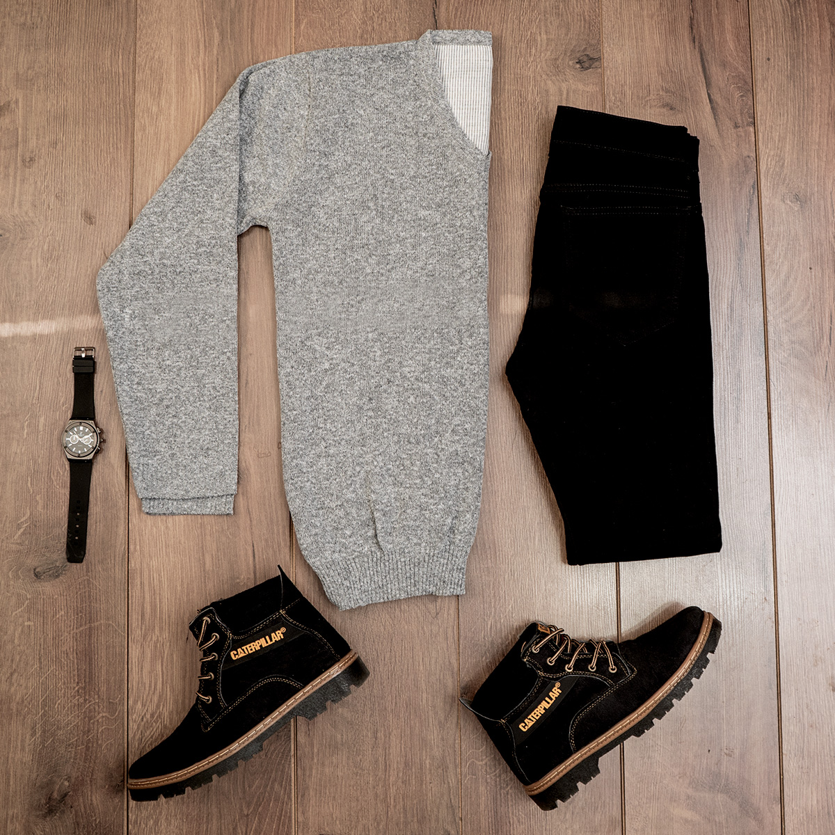 پلیوربافت یقه هفت طوسی مردانه مدلETM