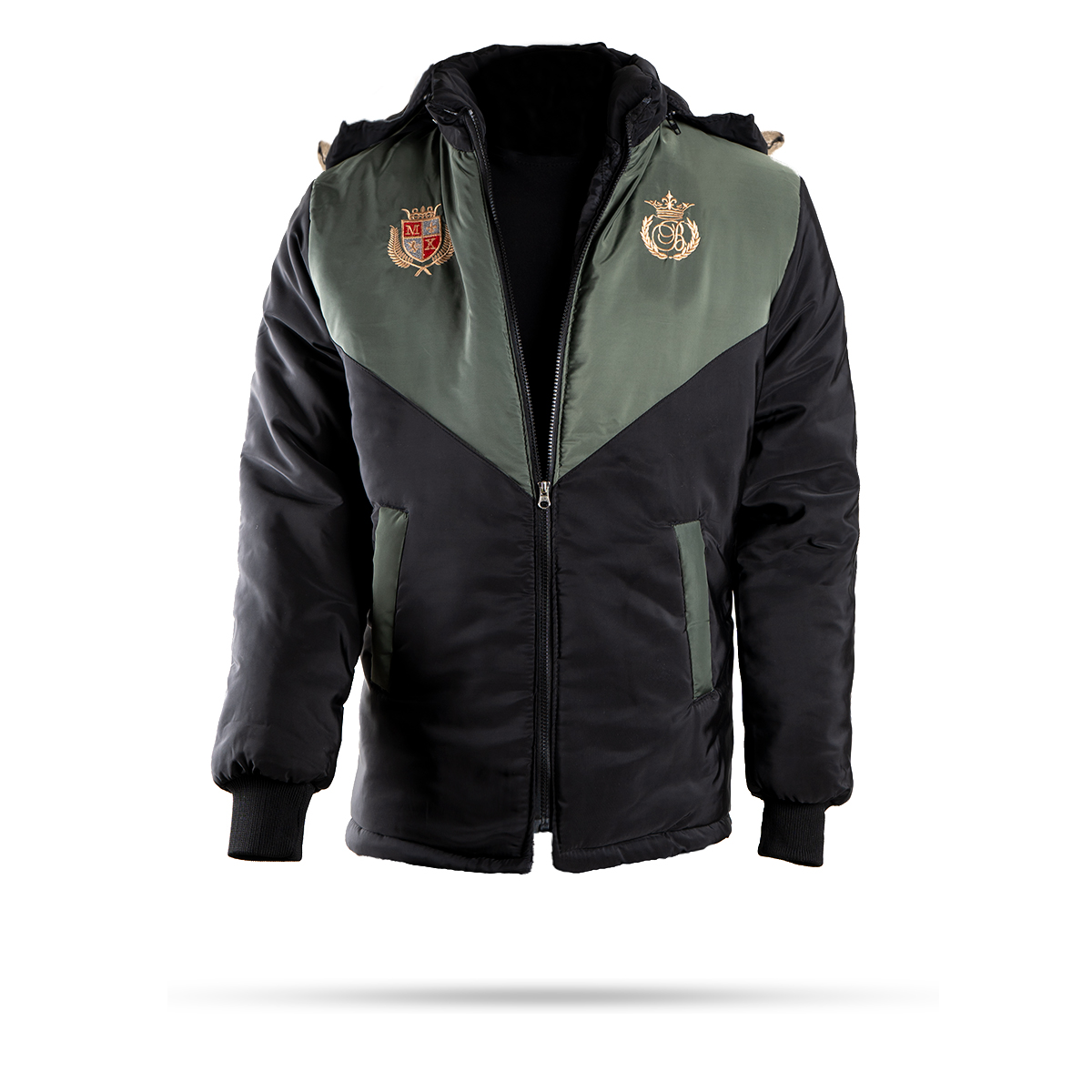 کاپشن مردانه مشکی سبز مدل Arin