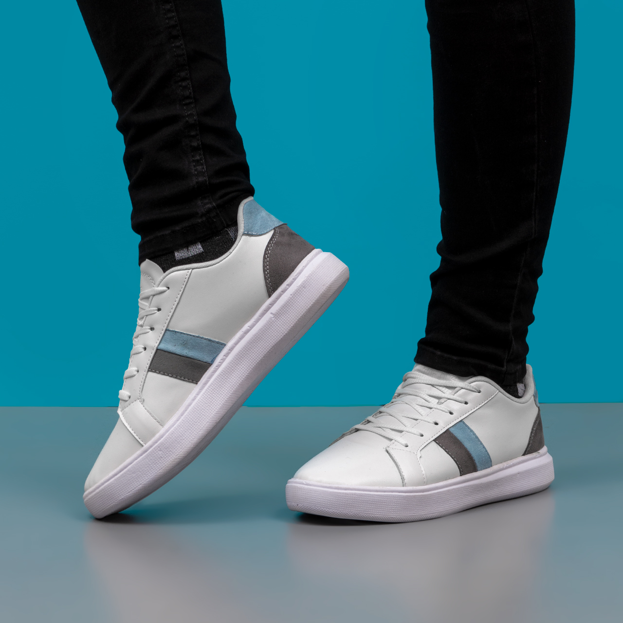 کفش تخت مردانه سفیدآبی مدل vensi