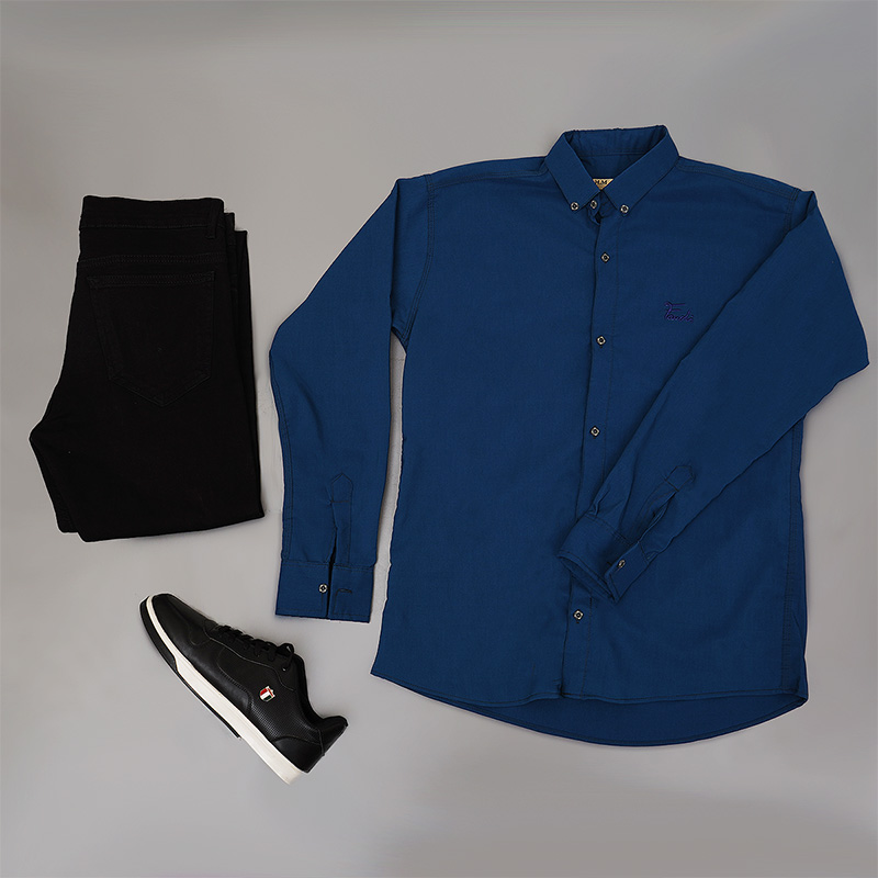 پیراهن مردانه آبی مدل Fendi