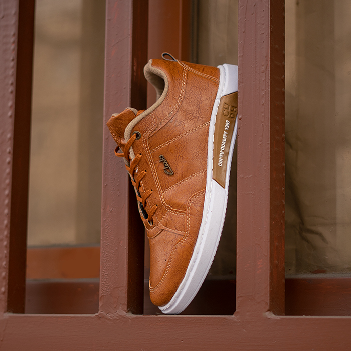 کفش تخت مردانه عسلی مدل Guitu clarks