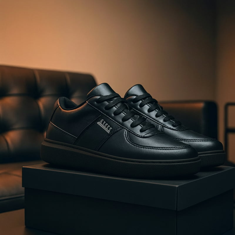 کفش تخت Zara مردانه مشکی زیره مشکی مدل Kiyan